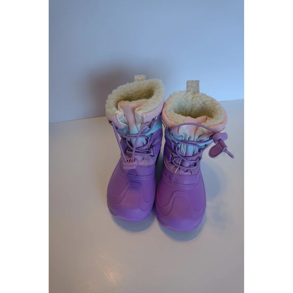 Members Mark Kids Purple Ombre Faux Fur Lined Winter Snow Boots Size 9/10